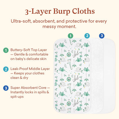 Close up view of the waterproof backing on Littogoose infant spit up rags.