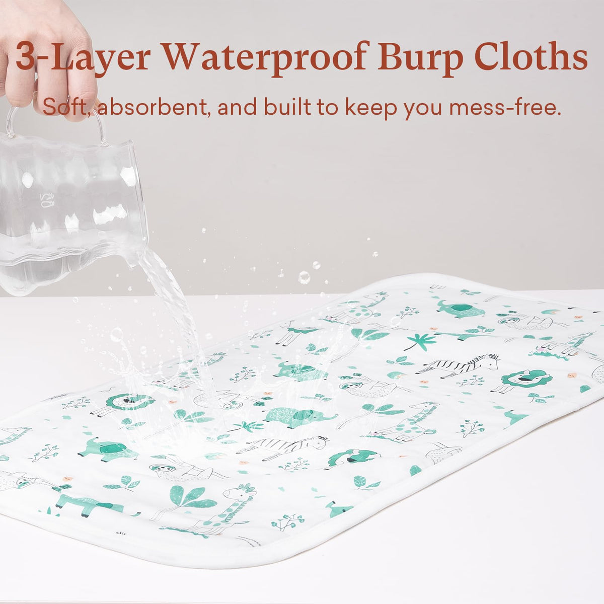 Littogoose 8 pack baby bibs and burp cloth set in FloralMeadow print collection.