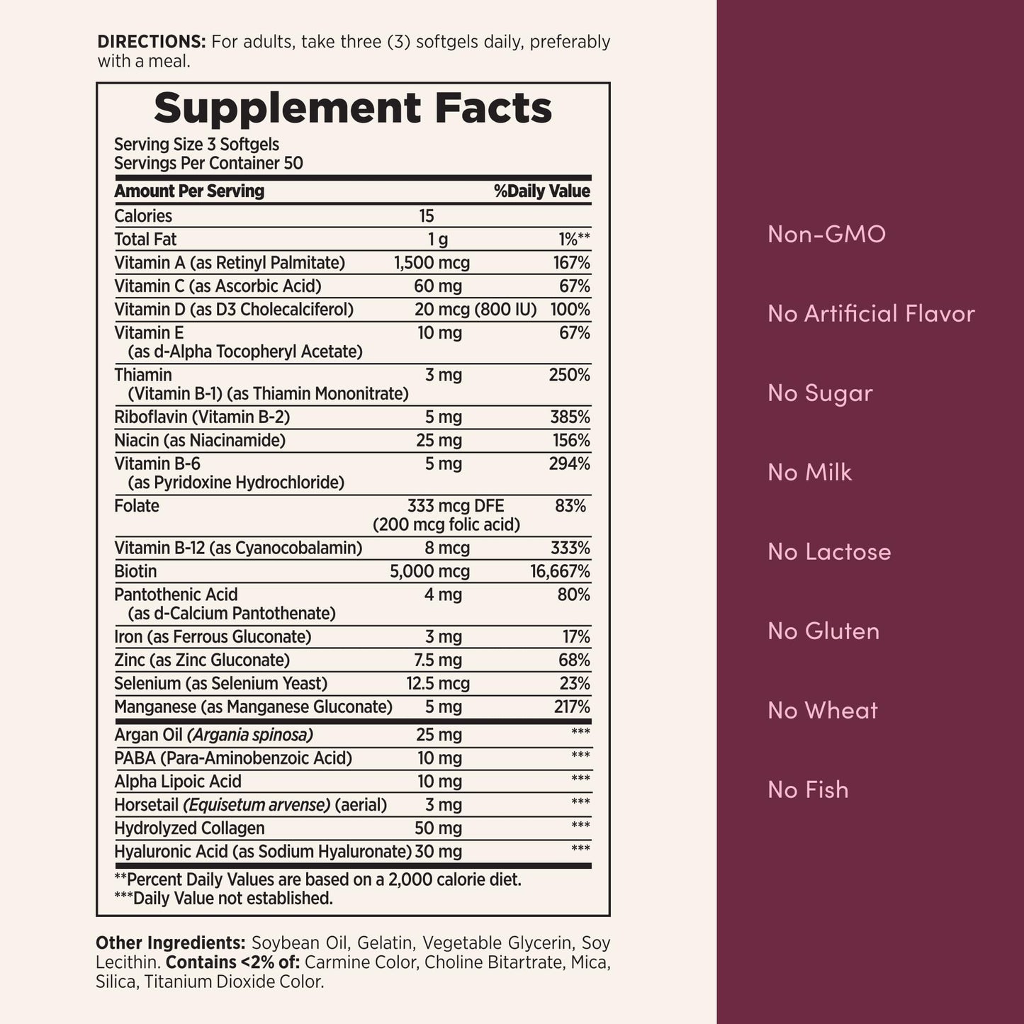 Nature's Bounty five thousand micrograms biotin capsules for brittle nail repair