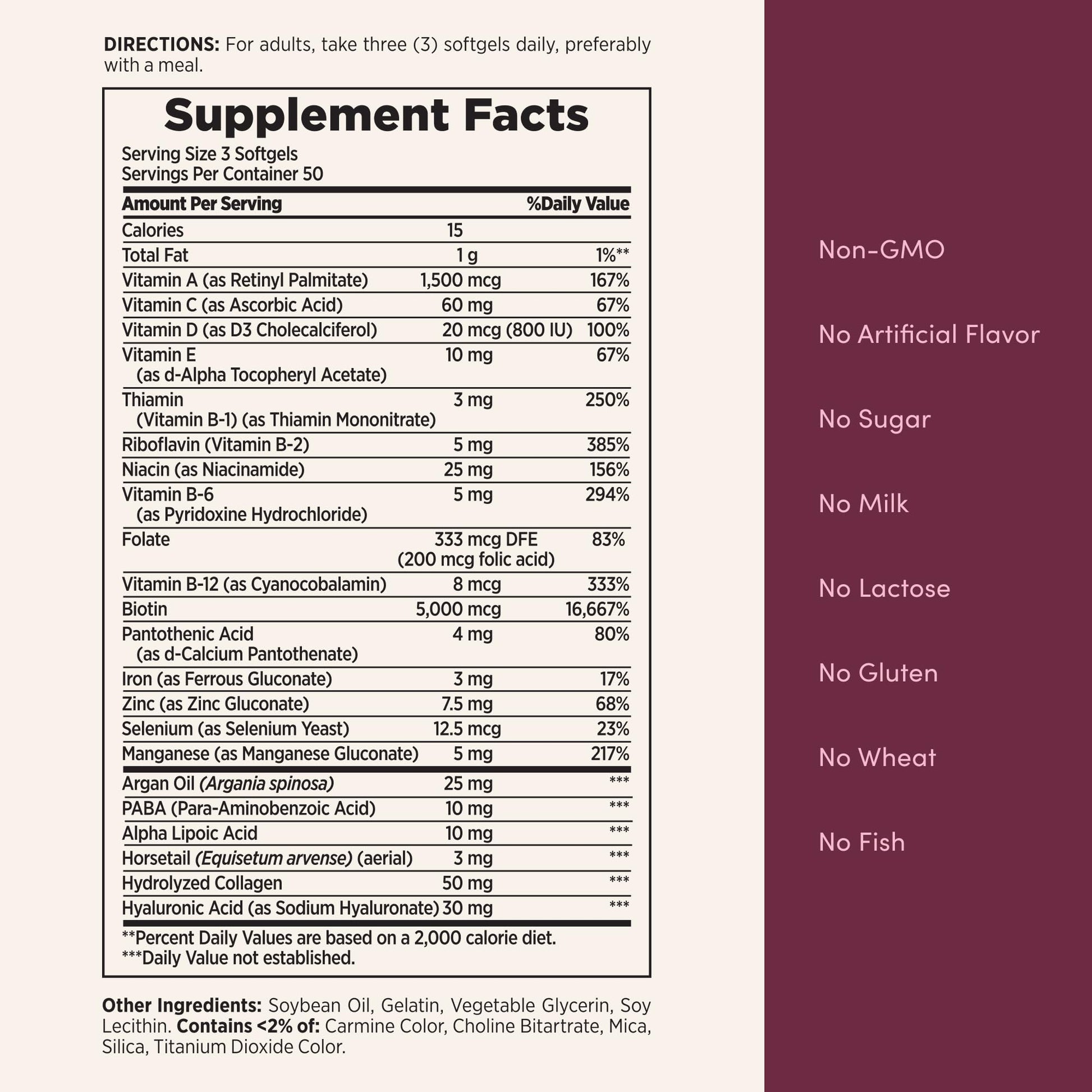 Nature's Bounty five thousand micrograms biotin capsules for brittle nail repair