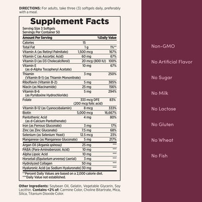 Nature's Bounty five thousand micrograms biotin capsules for brittle nail repair
