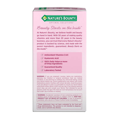 Nature's Bounty argan oil infused hair vitamins nutrition facts panel