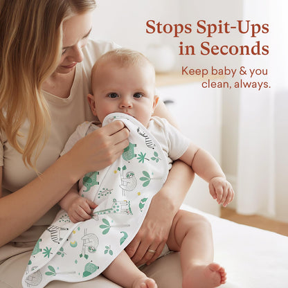 Littogoose newborn feeding cloths being used as a mini towel for quick spill cleanups.