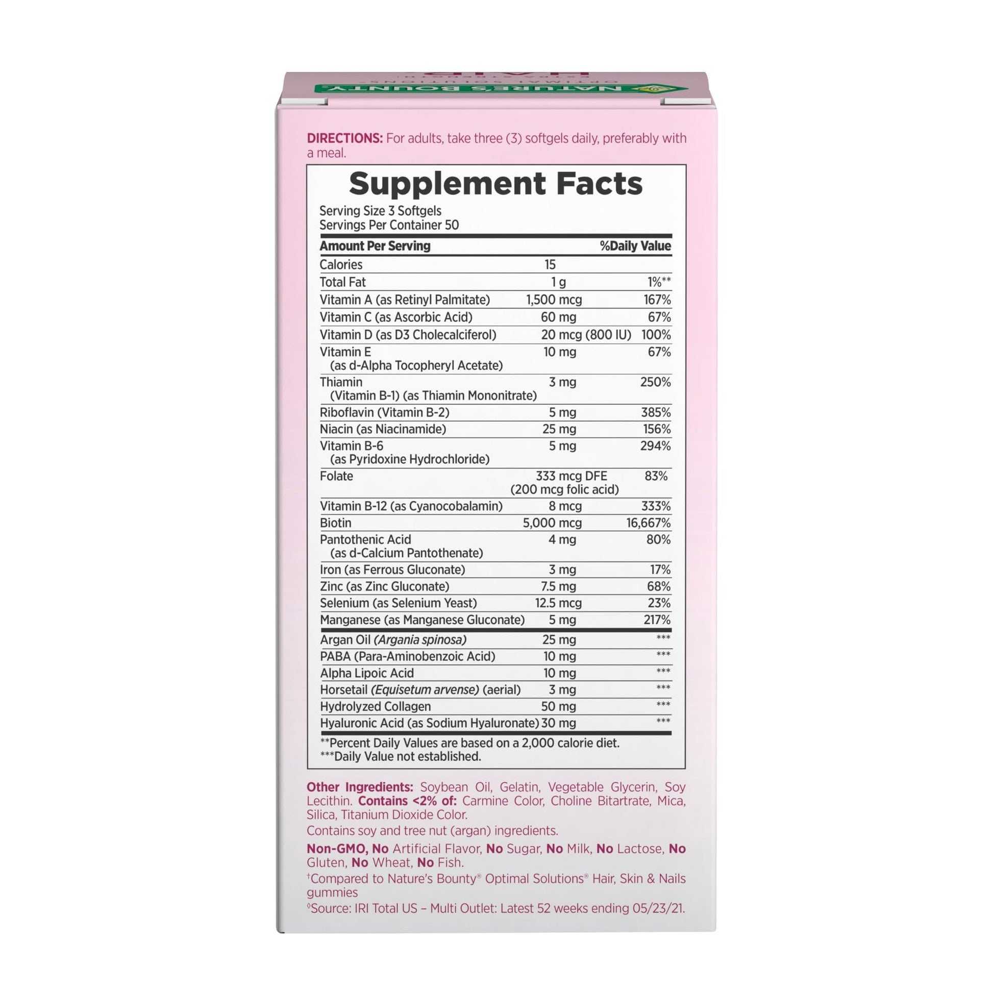 Nature's Bounty Advanced Hair Skin and Nails authentic bottle packaging close up