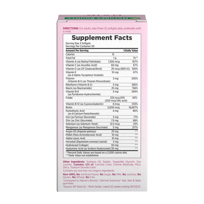 Nature's Bounty Advanced Hair Skin and Nails authentic bottle packaging close up