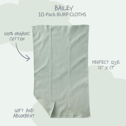 Close-up view of the soft GOTS certified organic cotton fabric texture of the Butterblu baby drool pads.