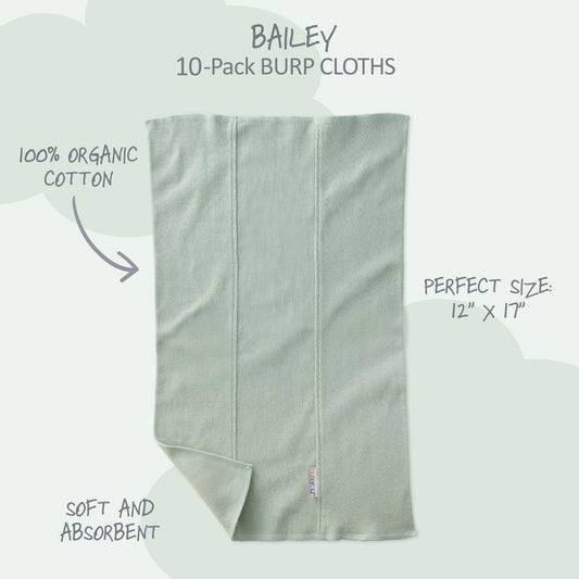 Close-up view of the soft GOTS certified organic cotton fabric texture of the Butterblu baby drool pads.