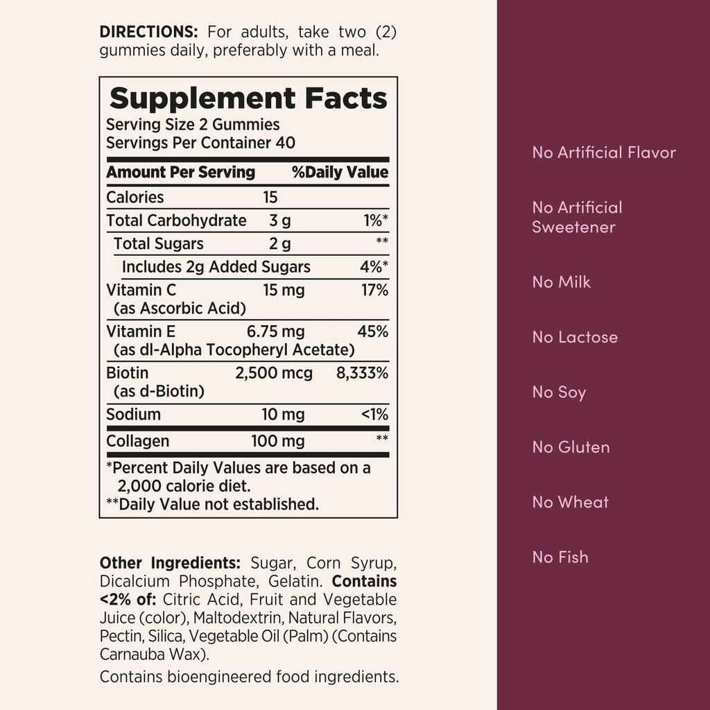 Nutritional facts panel on Nature's Bounty supplement bottle
