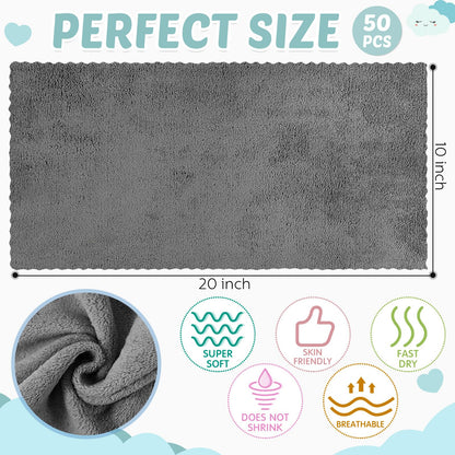 Detailed texture of Newwiee gray and white coral fleece burp cloth