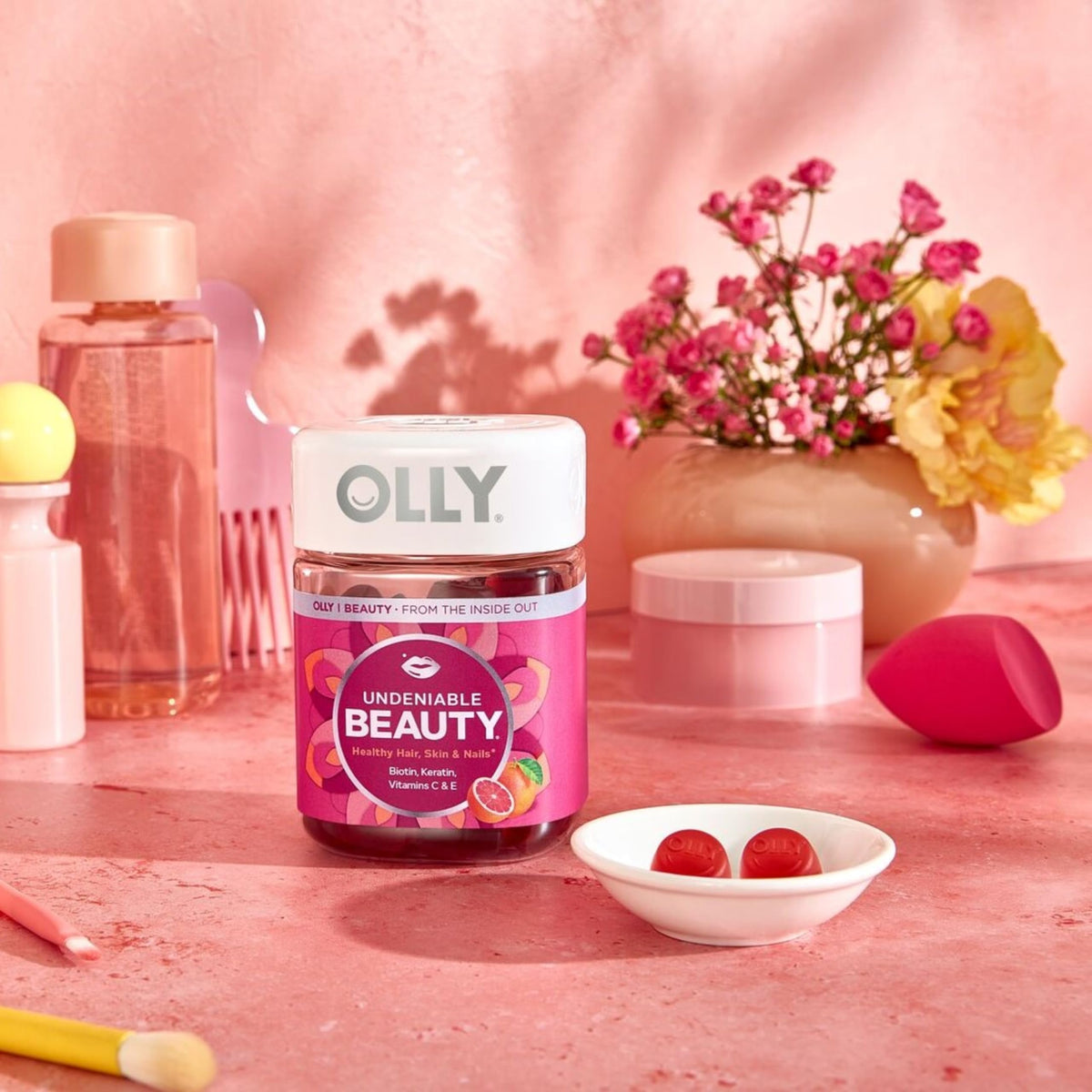 Gluten free beauty vitamins with biotin 2500mcg on a clean background