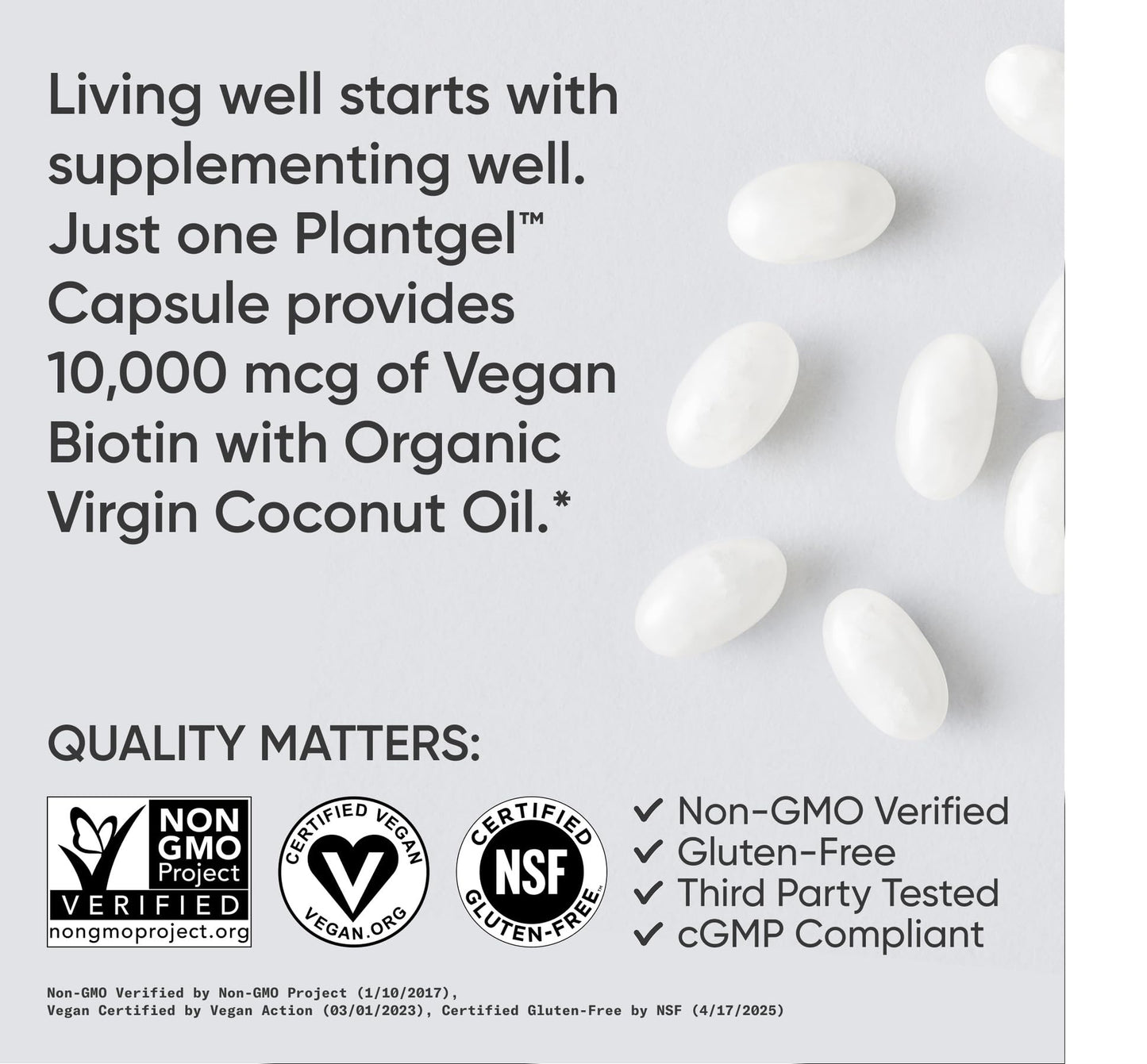 Sports Research extra strength biotin capsules showing the plant-based liquid veggie softgel appearance