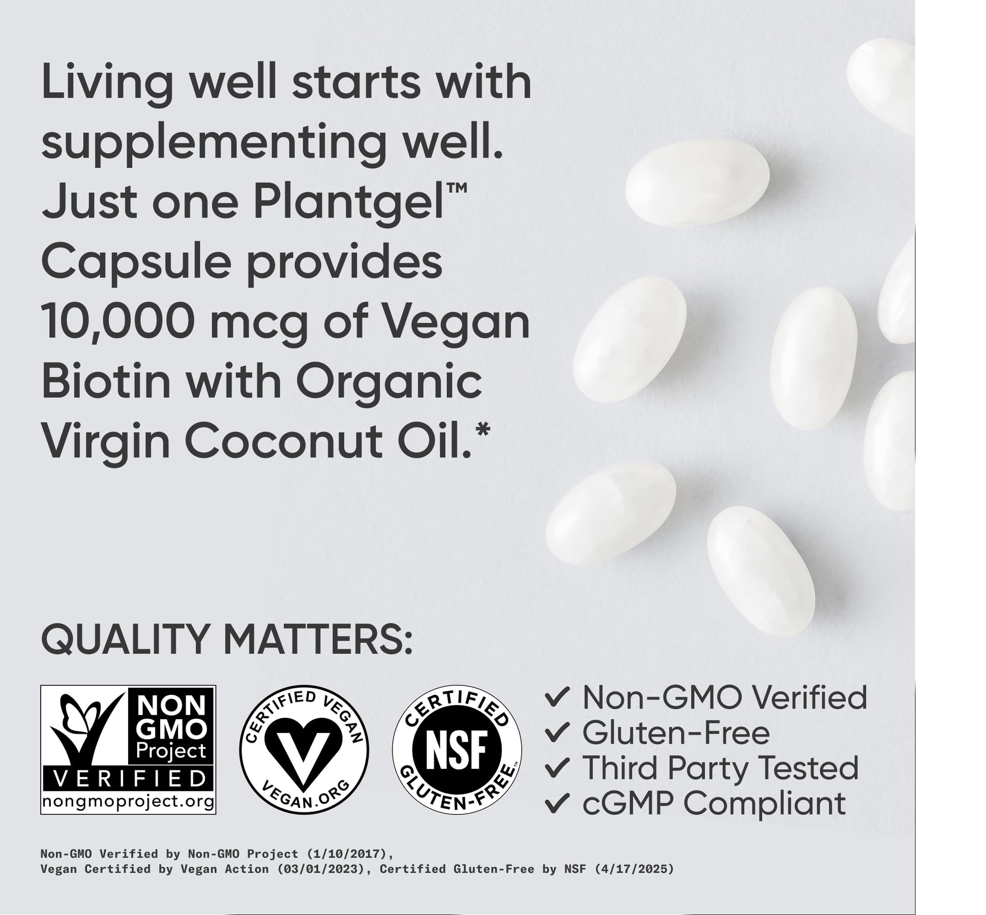Sports Research extra strength biotin capsules showing the plant-based liquid veggie softgel appearance