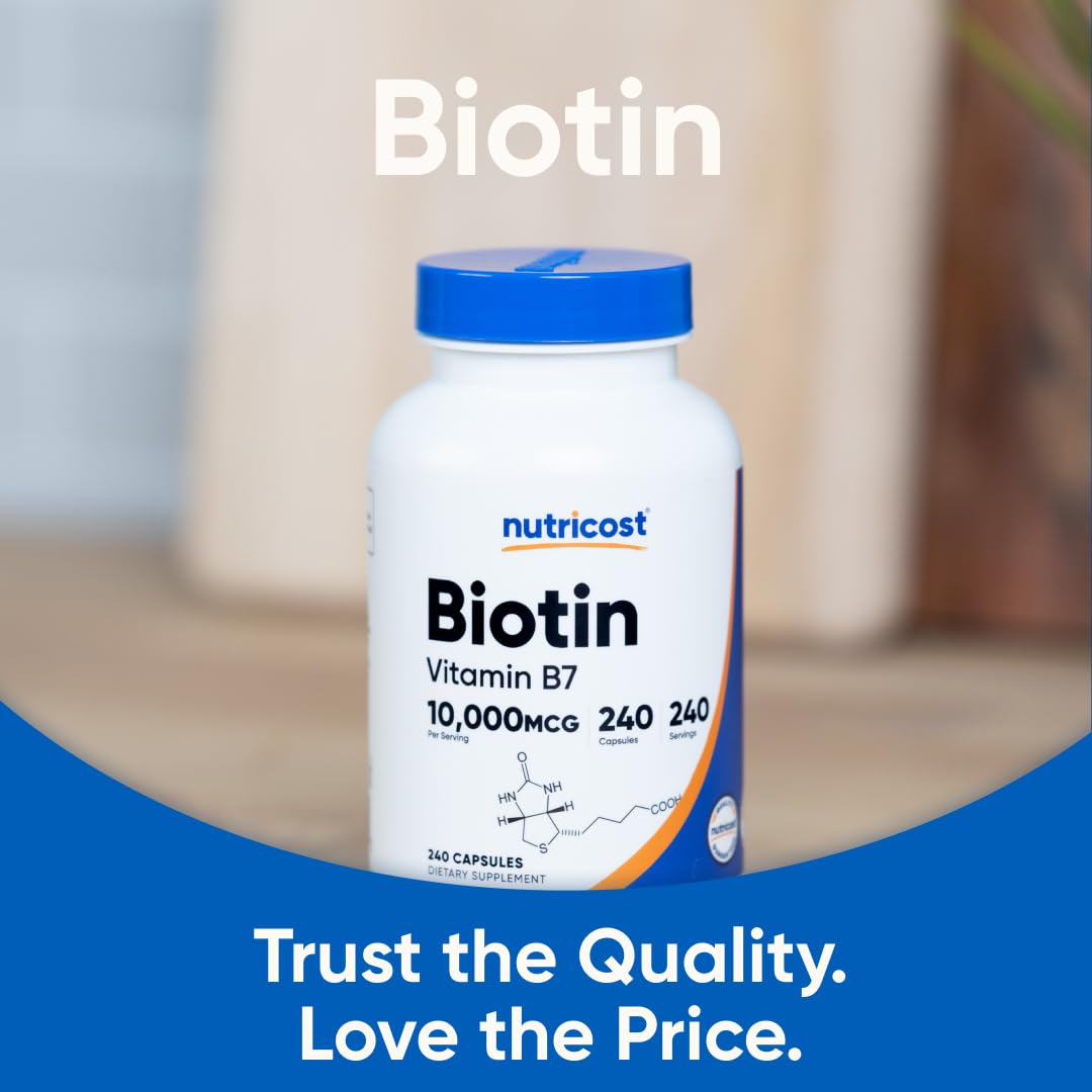 High potency high quality biotin supplement bottle showing 240 count size