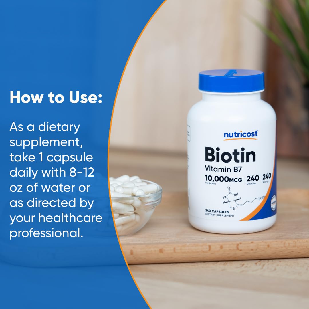 Authentic USA imported vitamin B7 capsules for skin and hair care wellness