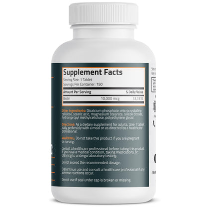 Bronson Basics Biotin supplement facts label showing vegetarian formula ingredients