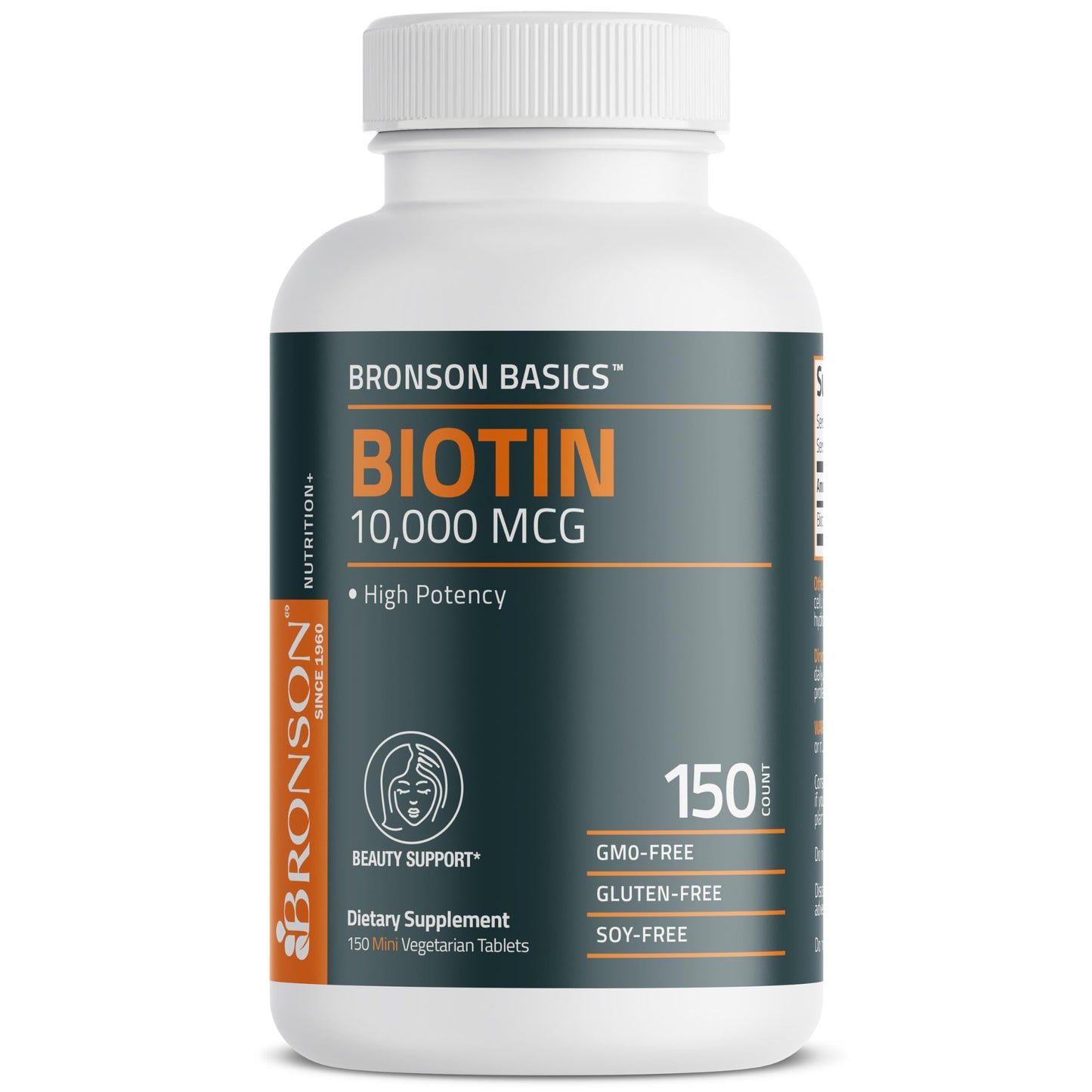 Authentic USA imported Bronson Biotin 150 tablets packaging close up
