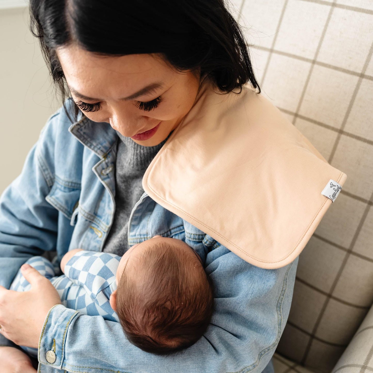 Premium absorbent cotton baby bib cloth bundle close up fabric texture