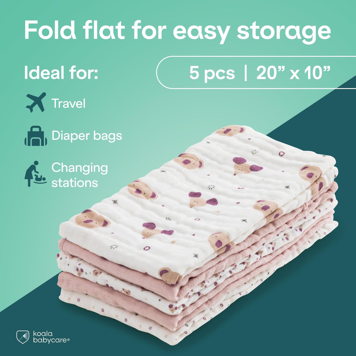 Newborn baby feeding accessory pack showing full length dimensions of the cloth.
