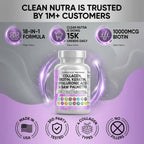 Clean Nutraceuticals MultiMane dietary supplement capsules showing the high potency hair growth block and skin hydration label