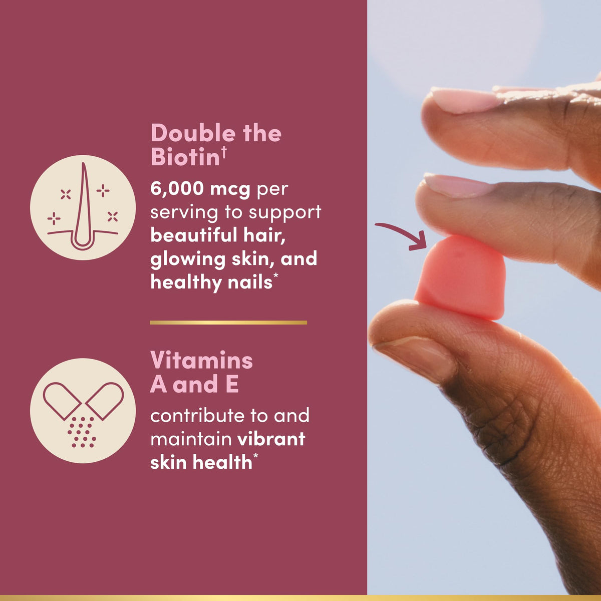 Natures Bounty pectin gummies high potency biotin bottle side angle