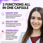 Close up of Vitboost supplement labeling indicating biotin collagen and keratin ingredients