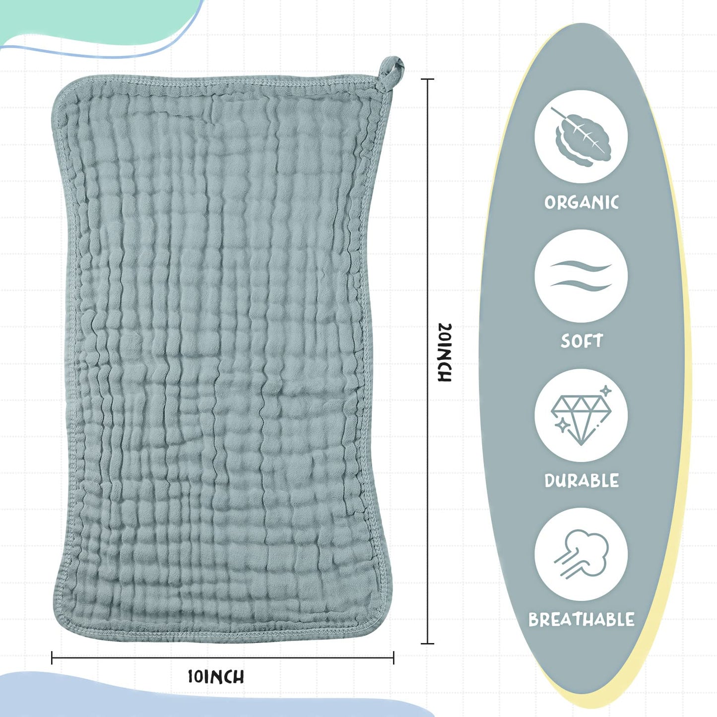 Close up detail of 6-layer absorbent muslin cotton fabric texture