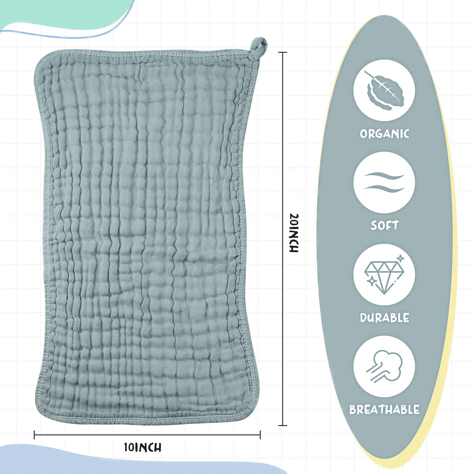 Close up detail of 6-layer absorbent muslin cotton fabric texture