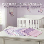 Everyday Kids purple and light pink baby girls feeding towels close up fabric texture