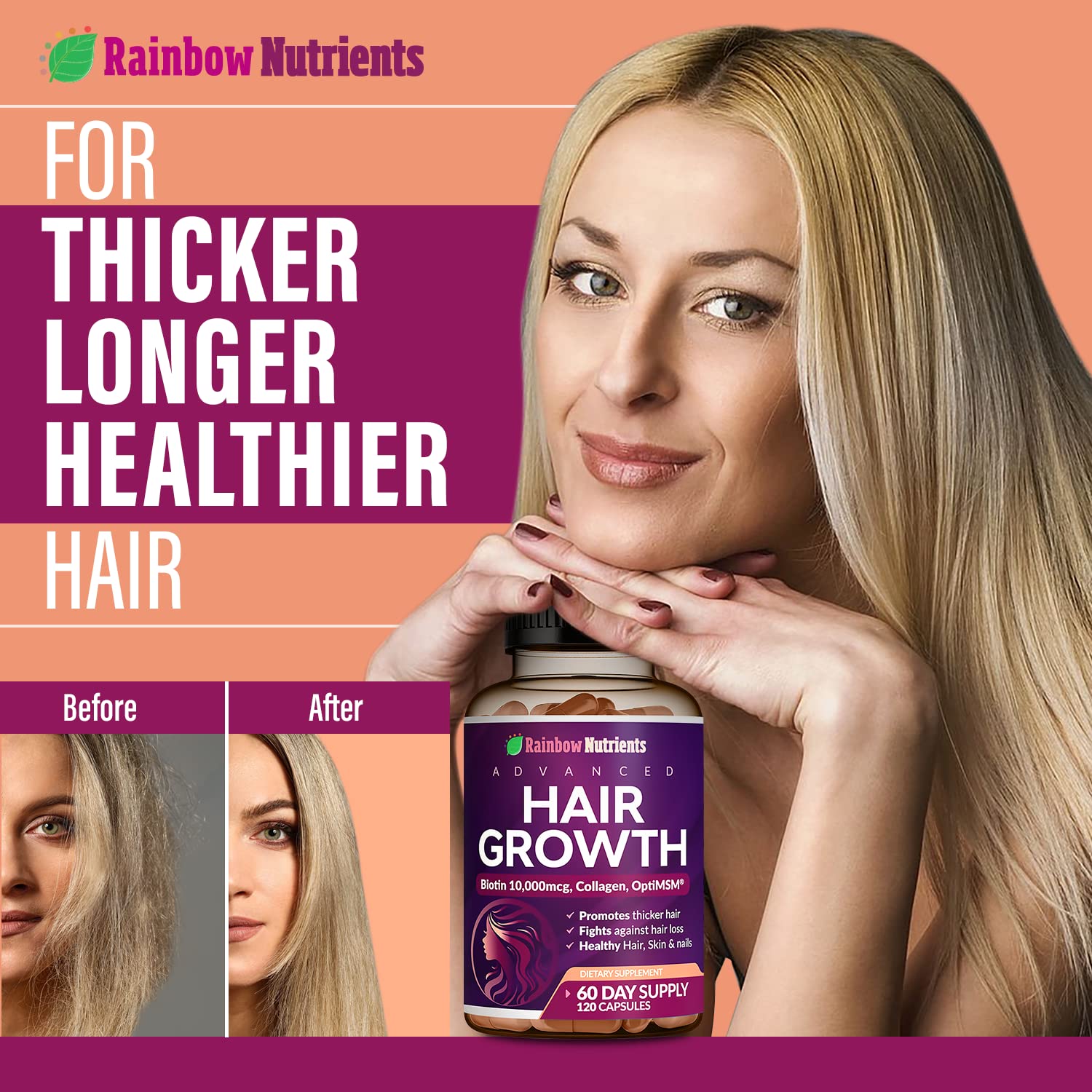 Easy to swallow vegetable capsules from Rainbow Nutrients placed next to the authentic imported container