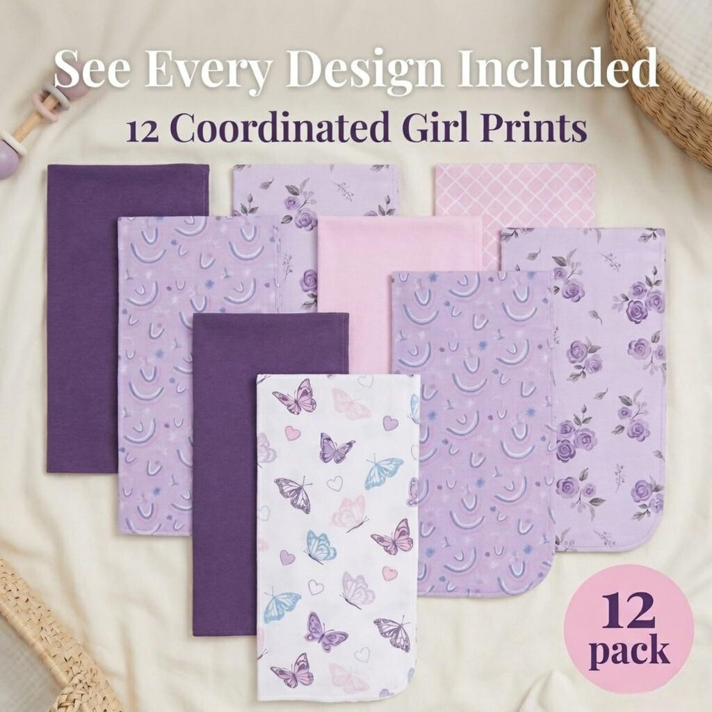 Everyday Kids premium imported baby burp apparel set showing durable stitched edges