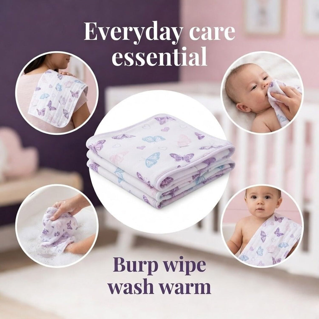 Everyday Kids butterfly and roses printed multiuse baby care cloths collection