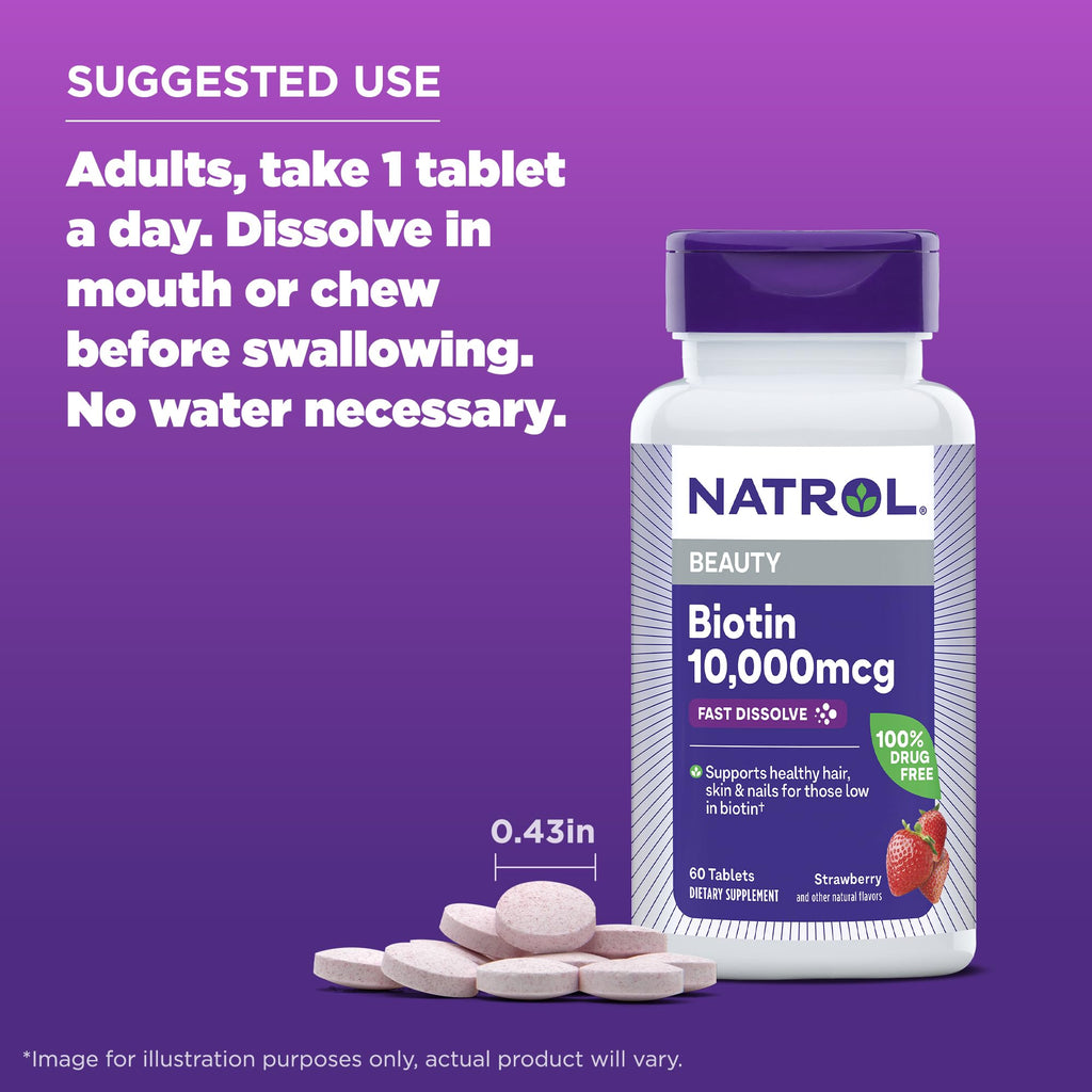 Natrol strawberry flavored biotin 10000 mcg tablets allergy information view