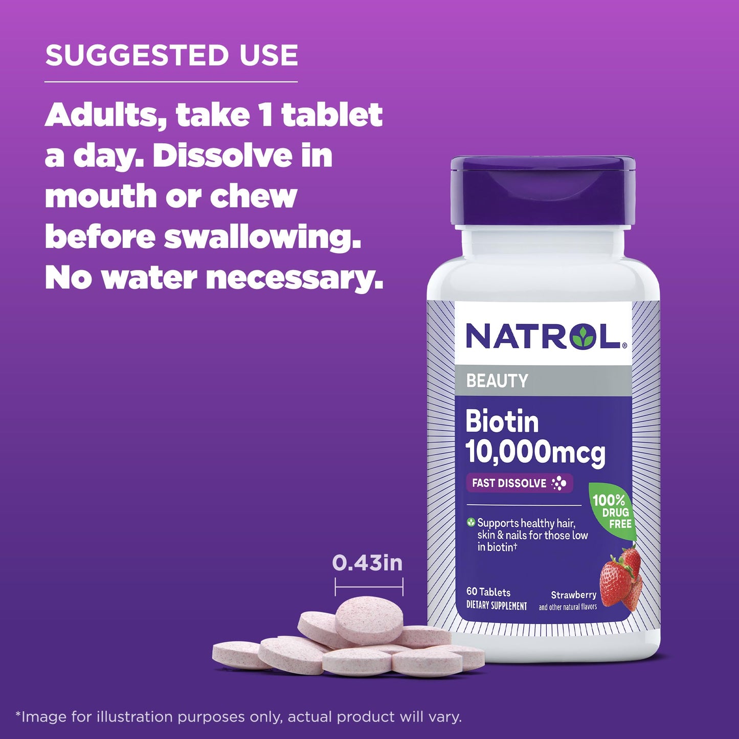 Natrol strawberry flavored biotin 10000 mcg tablets allergy information view
