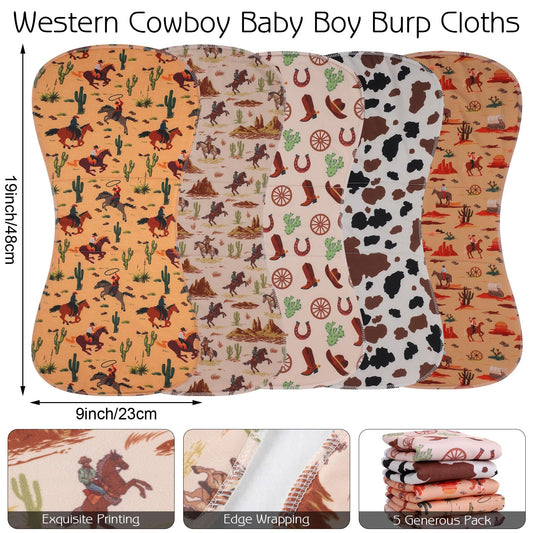 Windkream cowboy themed burp cloths for newborn