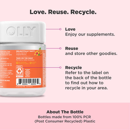Top view of the secure seal cap on the OLLY premium hair nourishment container.