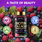 Nutraharmony biotin collagen complex showing gluten free and non GMO certifications.