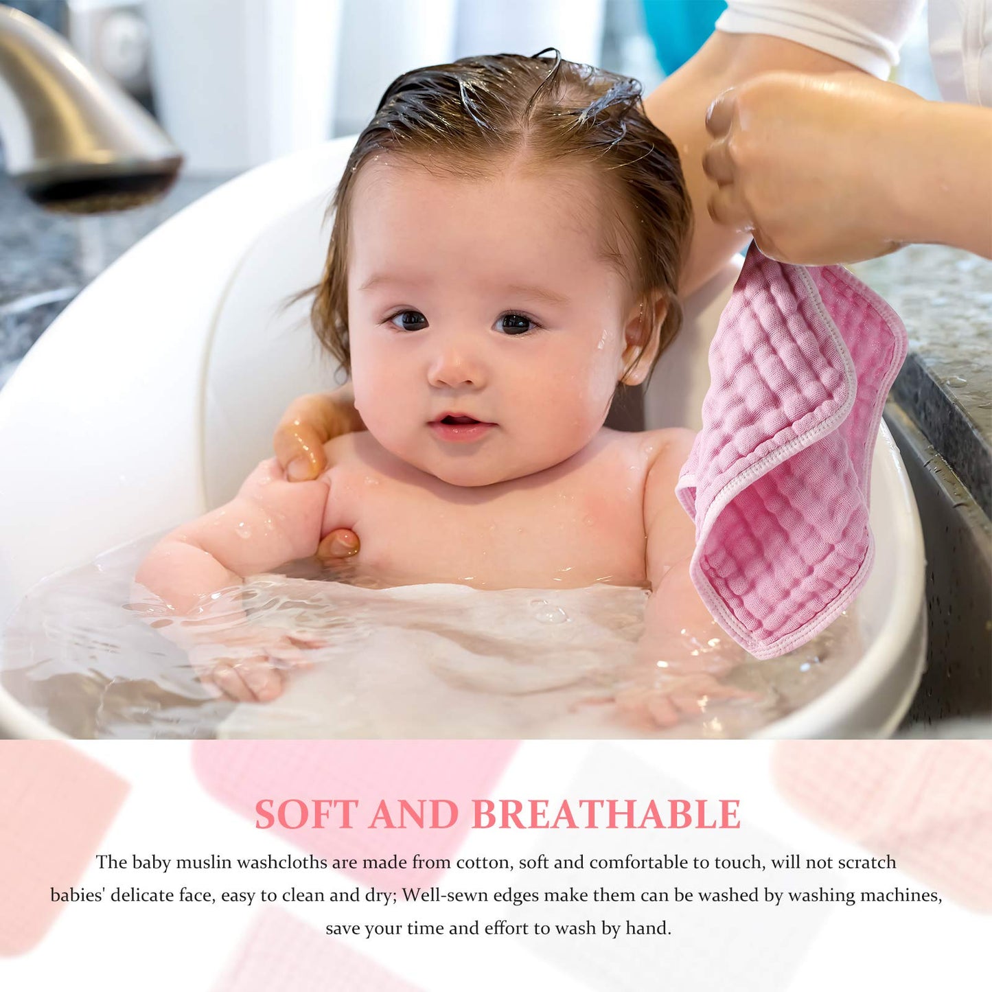 Hicarer muslin baby cloths in multicolor pink packaging