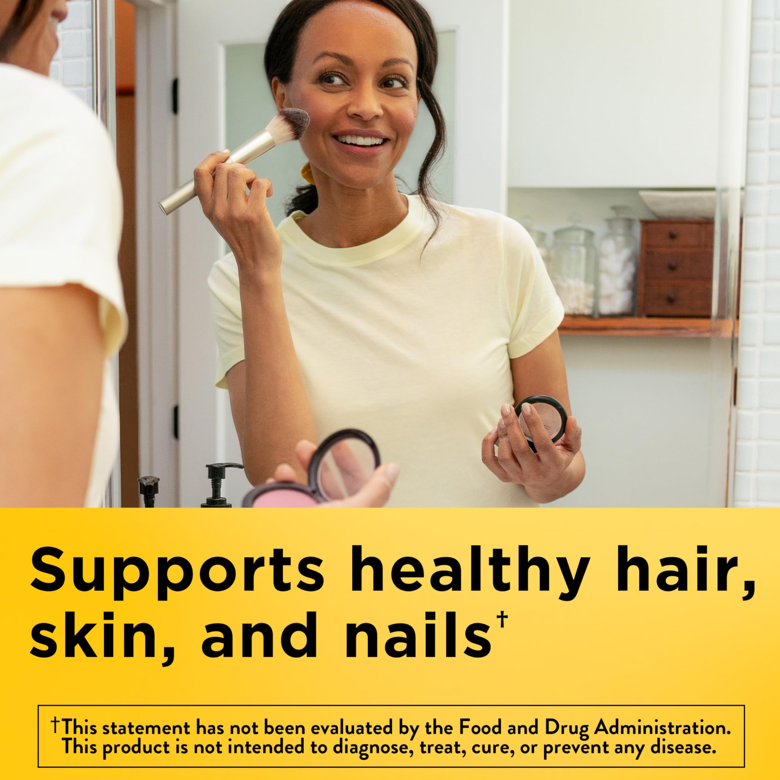 Nature Made beauty supplement softgels container showing supplement facts panel and ingredients list