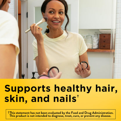Nature Made beauty supplement softgels container showing supplement facts panel and ingredients list
