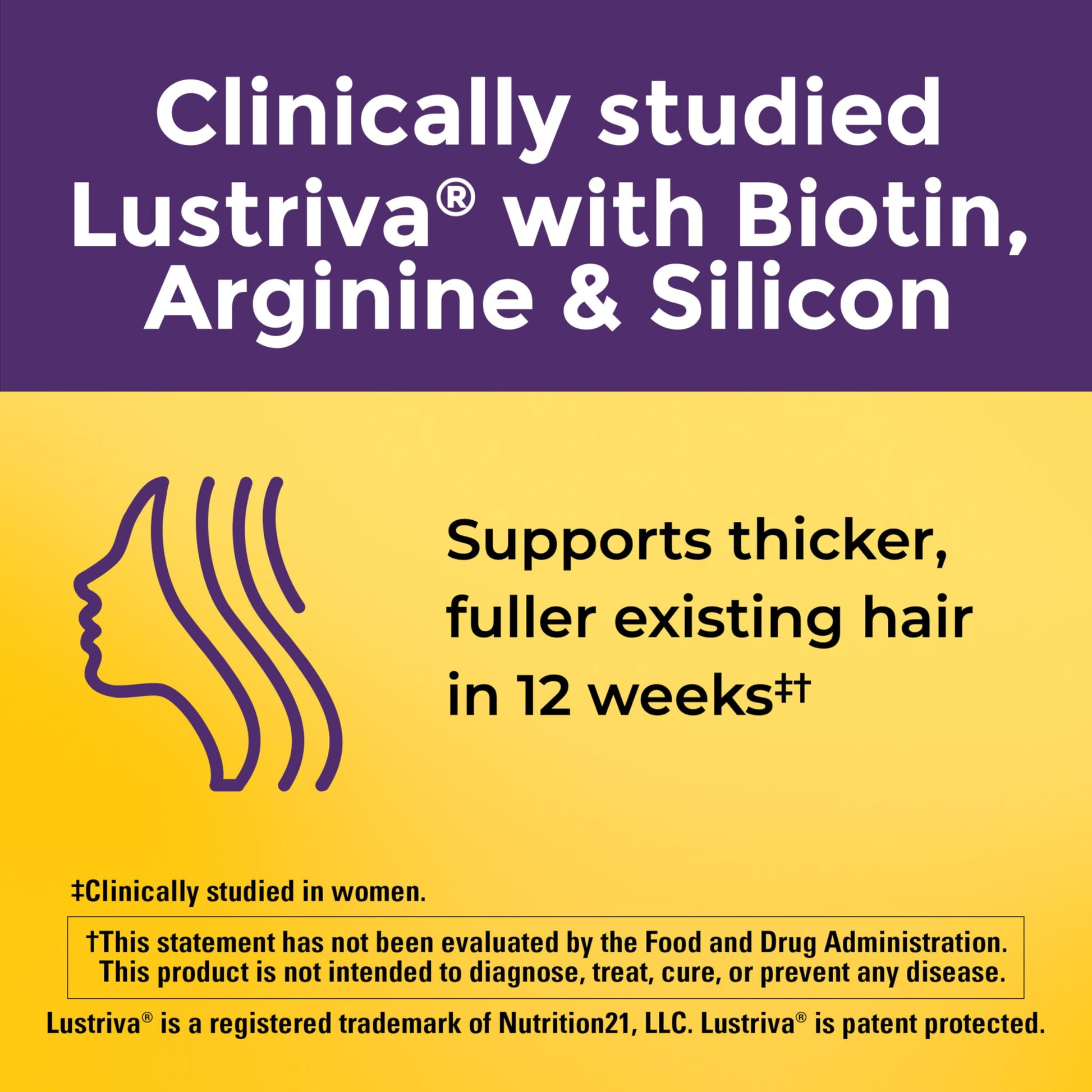 Nature Made Lustriva hair support supplement 30 count packaging showing key ingredients