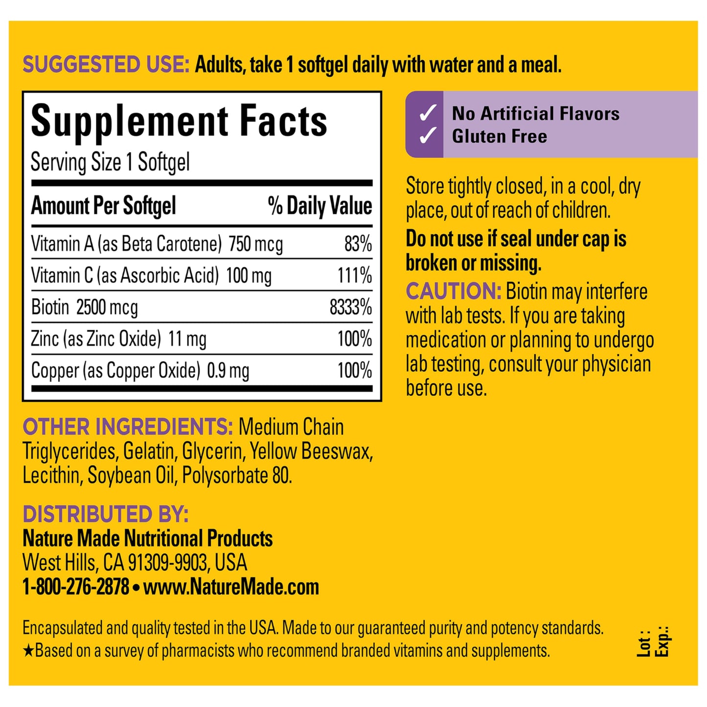 Nature Made premium wellness supplements showing tight safety seal and genuine manufacturing details