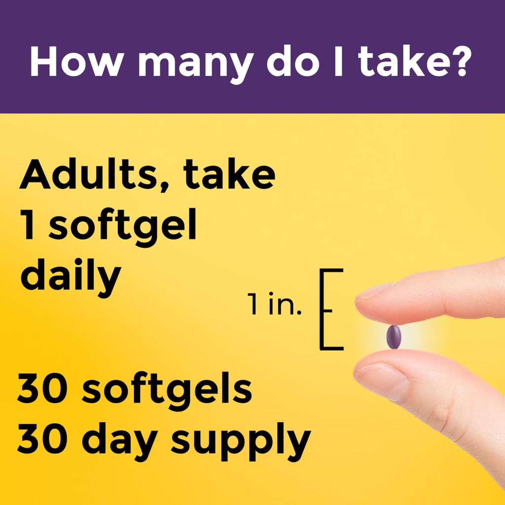 Close up of Nature Made liquid softgels for female hair thinning and volume support