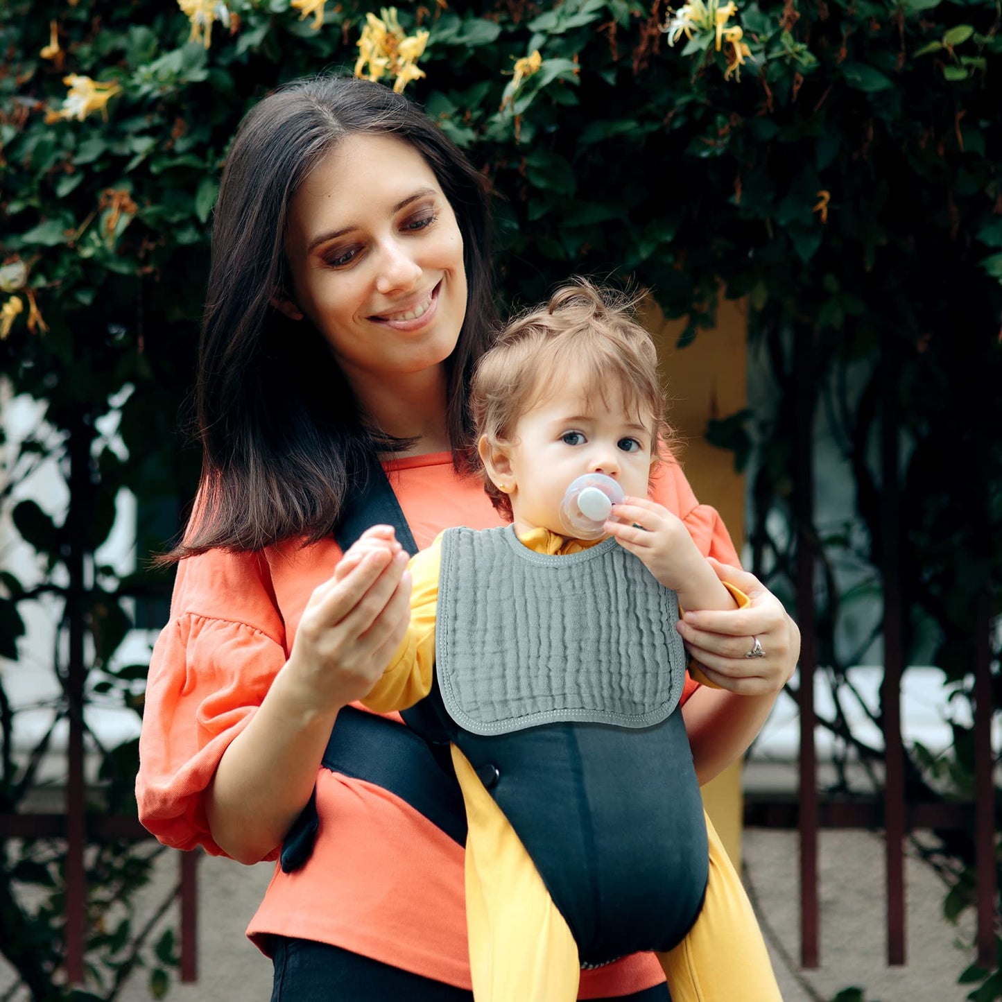 Tallew baby burp cloth and bib set flat lay
