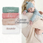 Dancebear personalized cotton burping cloth showing detailed stitching and premium fabric texture