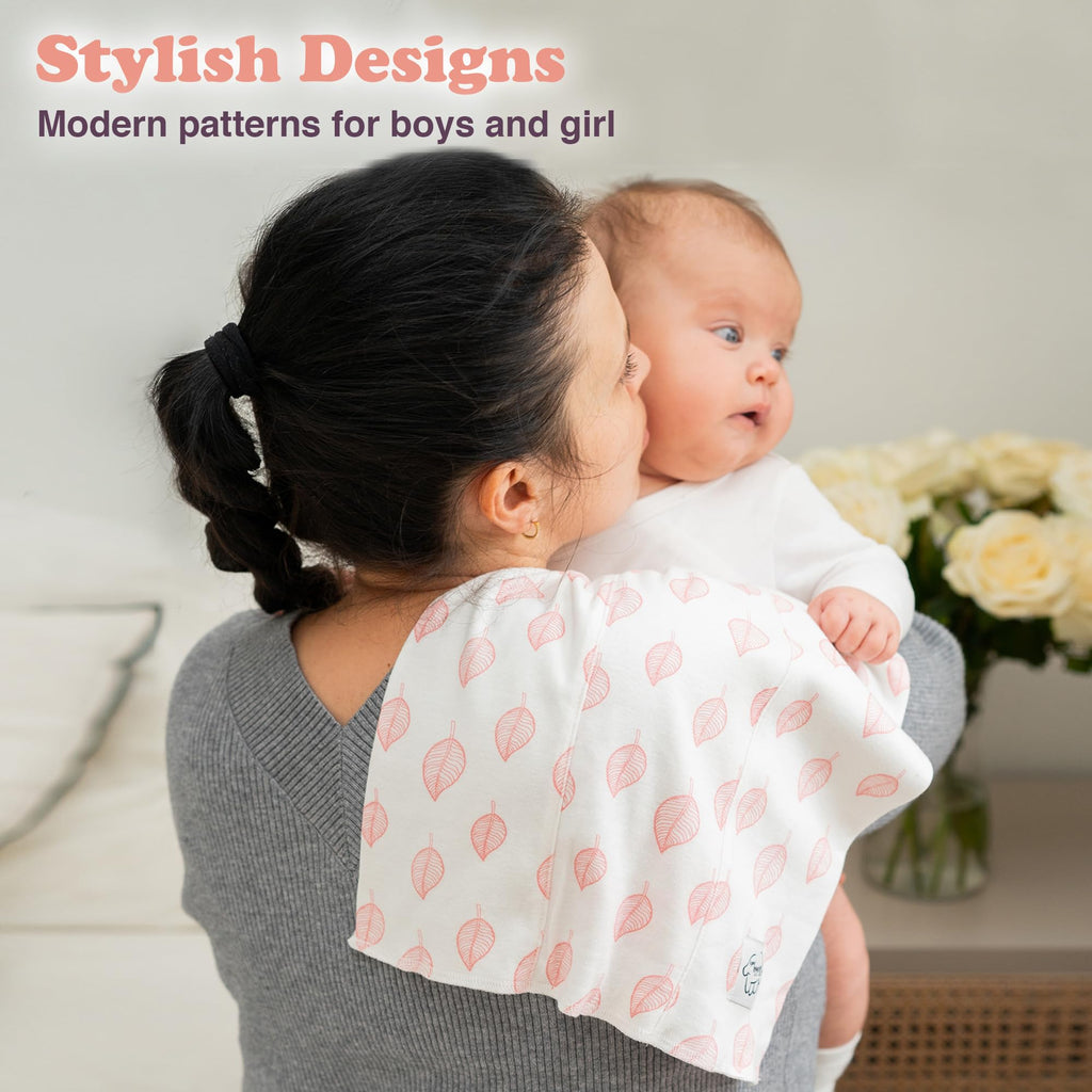 Parent using Bublo Baby burp cloth for protection