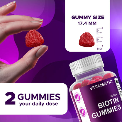 Close up view of two raspberry flavored plant based pectin gummies representing a single serving size