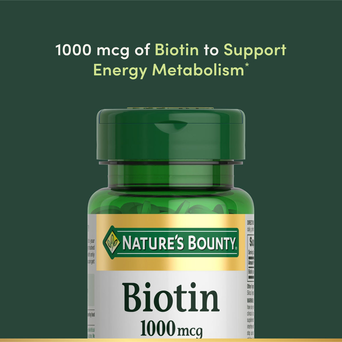 Nature's Bounty Biotin tablets ingredient list label