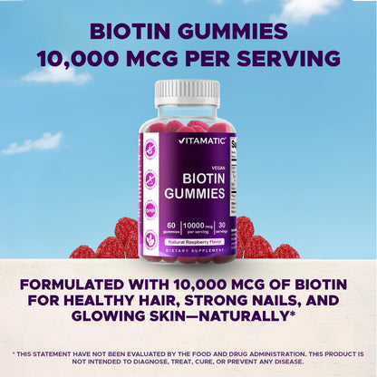 A single bottle of premium Vitamatic biotin beauty supplements held to display size proportion clearly