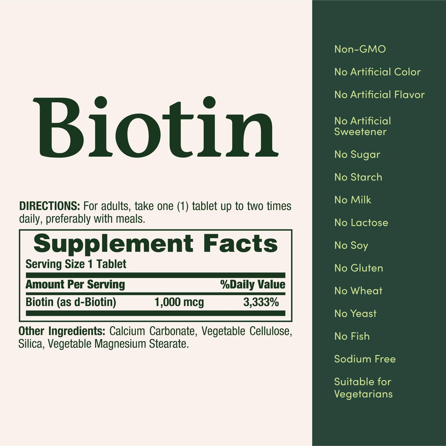 Nature's Bounty Biotin 1000 Micrograms tablets displaying secure tamper evident seal