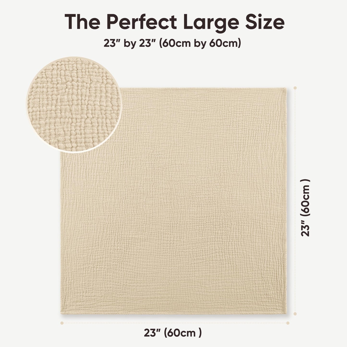 Close up details of the premium breathable open weave cotton muslin fabric